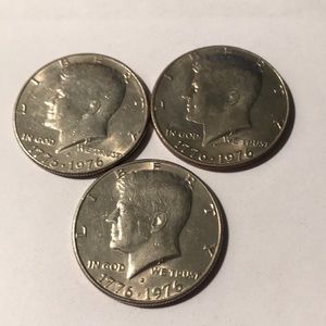 Kennedy 1976 D Bicentennial Half Dollars set of three (3). L@@k!